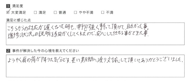 進捗状況の説明を細かくしてくれたので安心