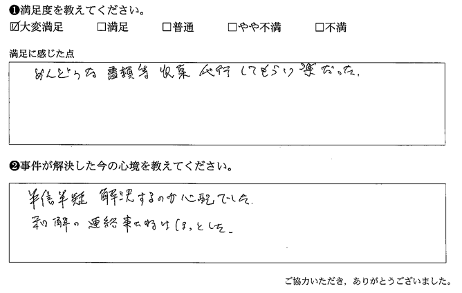 めんどうな書類等収集代行してもらい楽だった