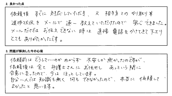 進捗状況をメールで逐一教えていただけたので安心できました