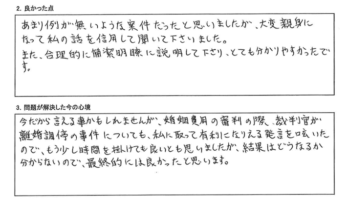 大変親身になって私の話を信用して聞いて下さりました